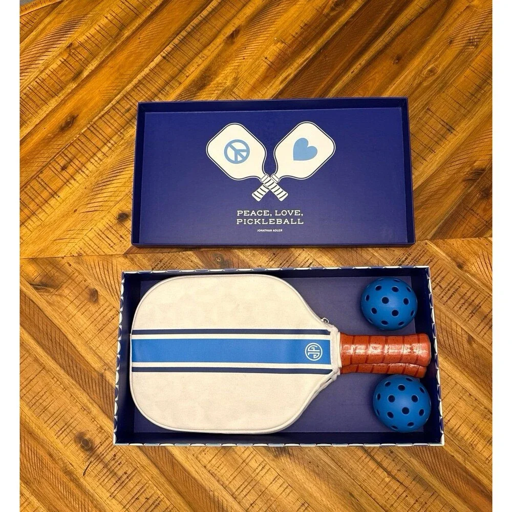 Jonathan Adler Sorrento Pickleball Set NWT 2 Paddles Covers Balls Box